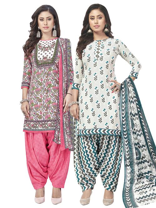 women multi color pack of 2 printed unstitched suits - 20685567 - Very Small Image - 1