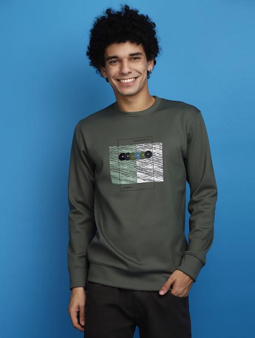 olive cotton regular sweatshirt - 20686679 - Very Small Image - 1