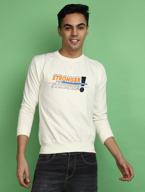 off white cotton chest print sweatshirt - 20686705 - Very Small Image - 1