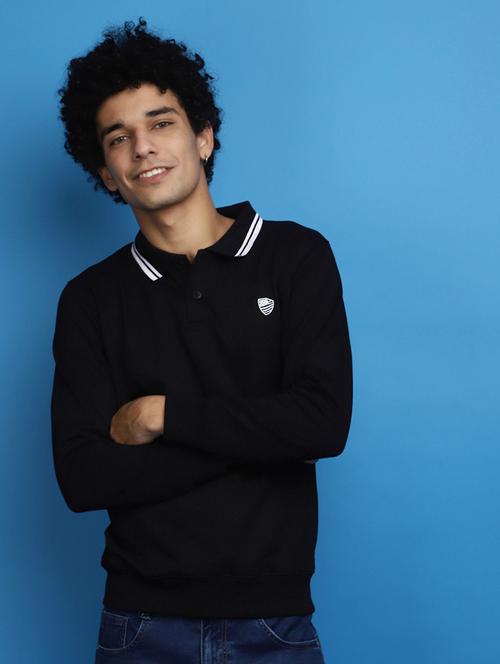 black cotton plain sweatshirt - 20686780 - Very Small Image - 1