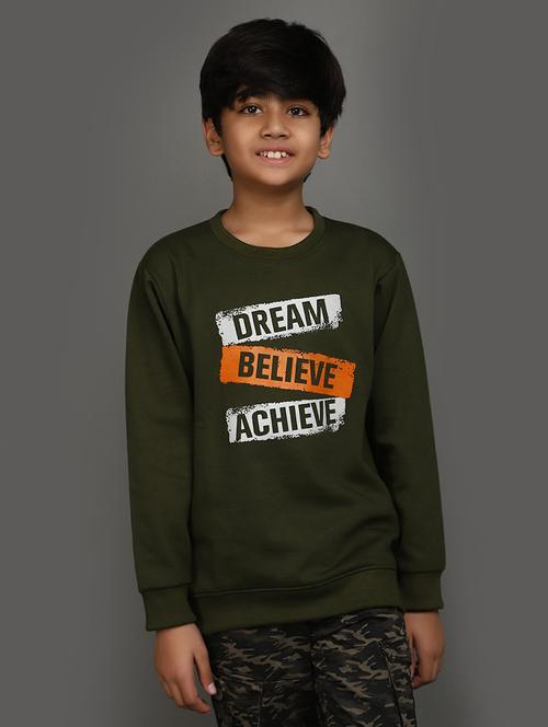 green cotton blend chest print sweatshirt - 20687185 - Very Small Image - 1