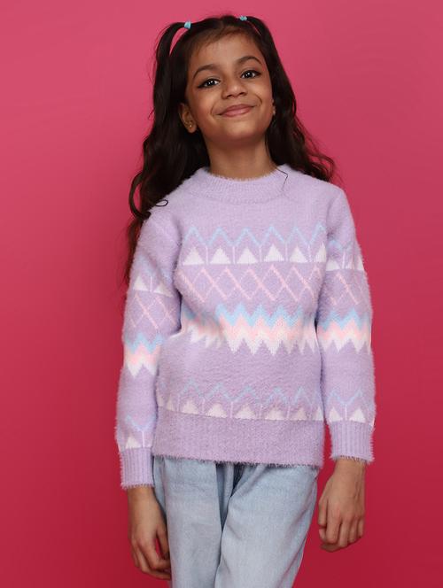girls long sleeved self design regular sweater - 20687254 - Very Small Image - 1