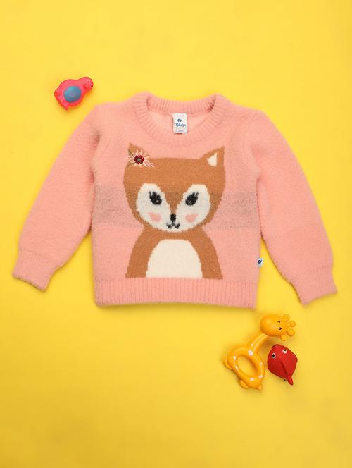 girls long sleeved self design regular sweater - 20687330 - Very Small Image - 1