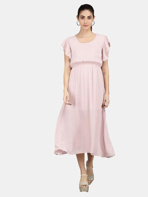 pink solid cotton a-line dress - 20687371 - Very Small Image - 1