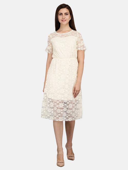 off white round neck a-line dress - 20687372 - Very Small Image - 1