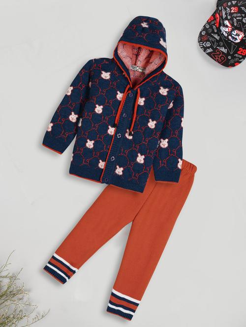 kids wool blend full lenght twin set - 20687563 - Very Small Image - 1