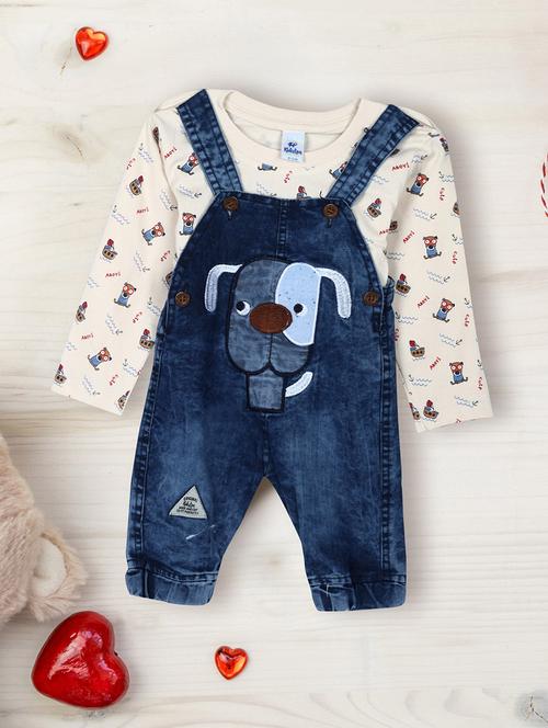 kids printed dungree twin set - 20687603 - Very Small Image - 1