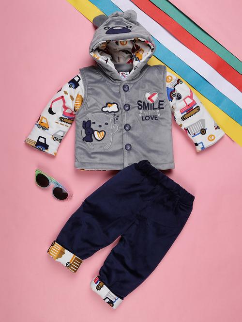kids woolen full lenght twin set - 20687744 - Very Small Image - 1
