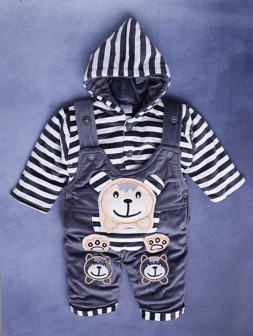 kids woolen dungare twin set - 20687747 - Very Small Image - 1