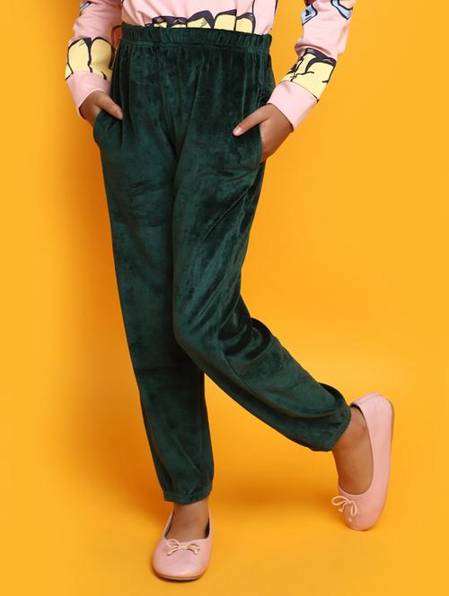 girls solid mid rise track pant - 20688041 - Very Small Image - 1