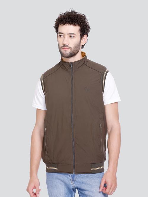 men solid sleeveless jacket - 20688094 - Very Small Image - 1