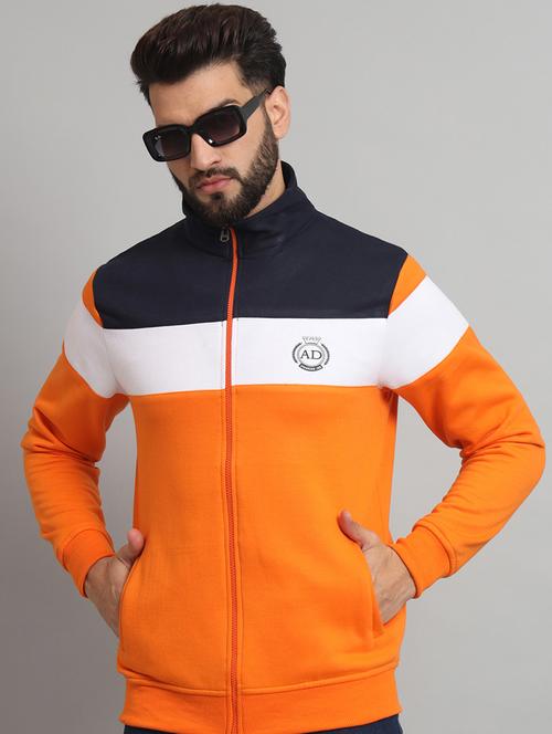 orange fleece color block sweatshirt - 20688356 - Very Small Image - 1