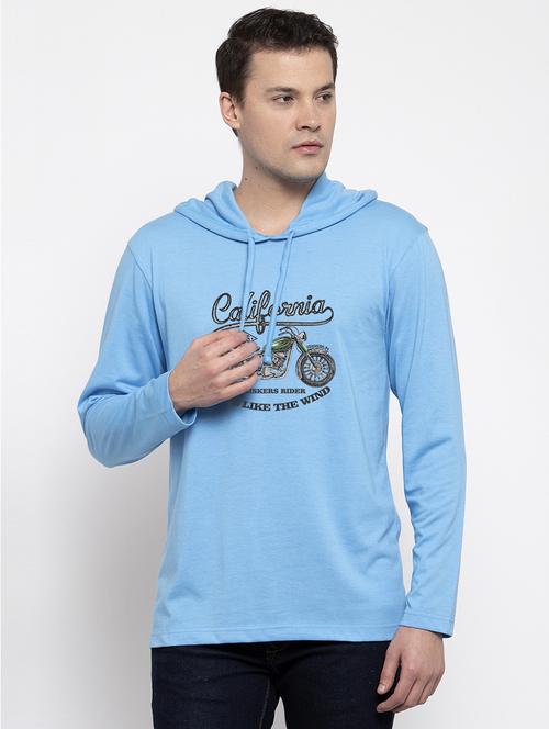 turquoise cotton chest print sweatshirt - 20688413 - Very Small Image - 1