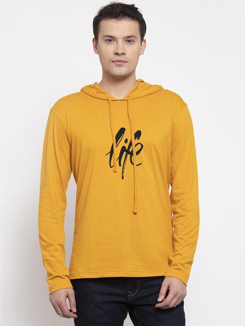 mustard cotton chest print sweatshirt - 20688421 - Very Small Image - 1
