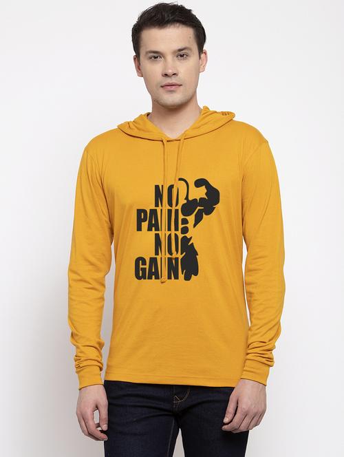mustard cotton chest print sweatshirt - 20688444 - Very Small Image - 1