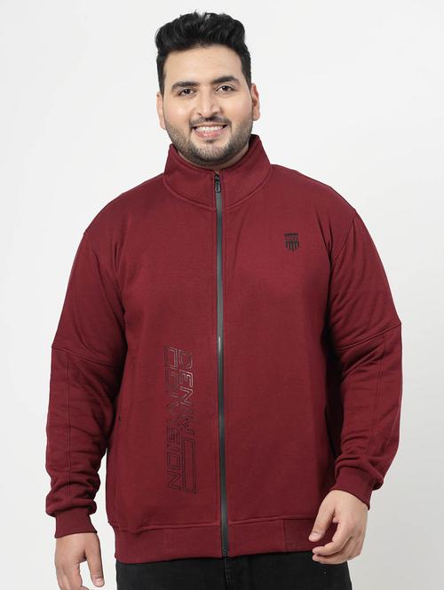 maroon cotton placement print sweatshirt - 20688812 - Very Small Image - 1