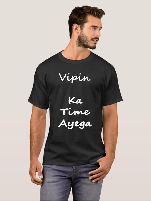 black cotton blend front print tshirt - 20695210 - Very Small Image - 1