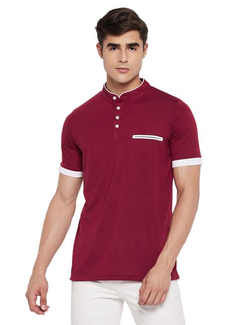 men mandarin neck solid t-shirt - 20697781 - Very Small Image - 1