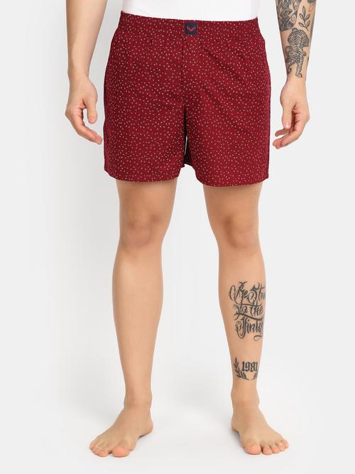 maroon cotton woven boxer - 20698645 - Very Small Image - 1