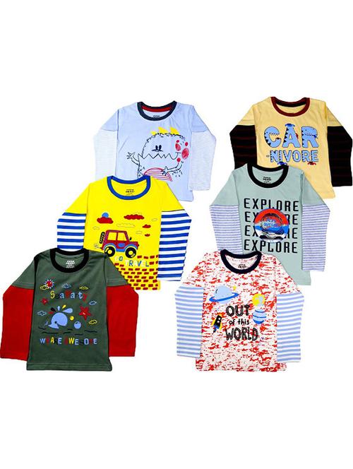 boys set of 6 multi colored printed regular t-shirt - 20703515 - Very Small Image - 1