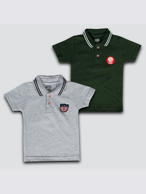 pack of 2 polo neck solid t-shirt - 20703532 - Very Small Image - 1