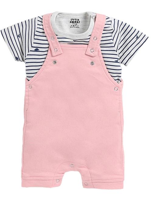 kids solid pink romper with t-shirt - 20703687 - Very Small Image - 1