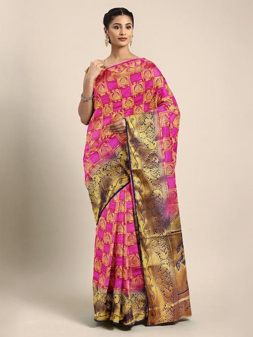 pink self design banarasi saree - 20707094 - Very Small Image - 1