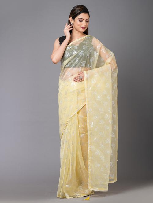 cream floral printed saree - 20707194 - Very Small Image - 1