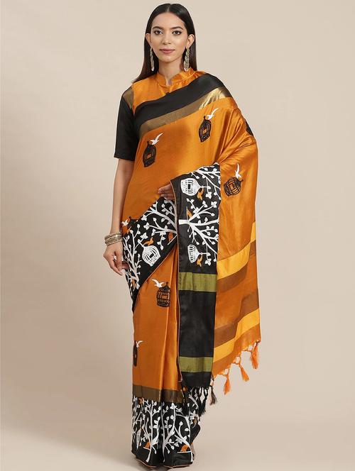 women mustard embroidered saree with blouse - 20707250 - Very Small Image - 1