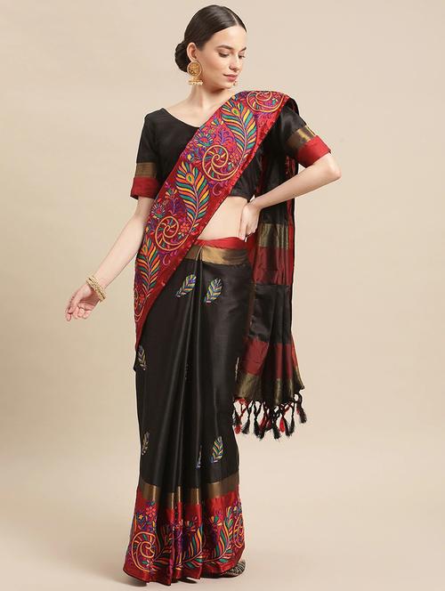 women black embroidered saree - 20707307 - Very Small Image - 1