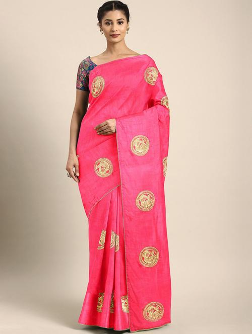 women pink embroidered saree with blouse - 20707327 - Very Small Image - 1
