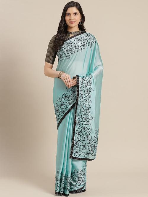 light blue embroidered saree - 20707348 - Very Small Image - 1