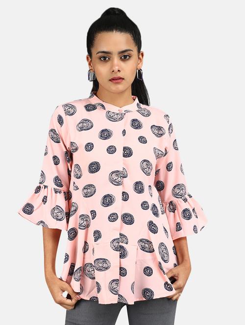 women pink printed peplum top - 20709391 - Very Small Image - 1