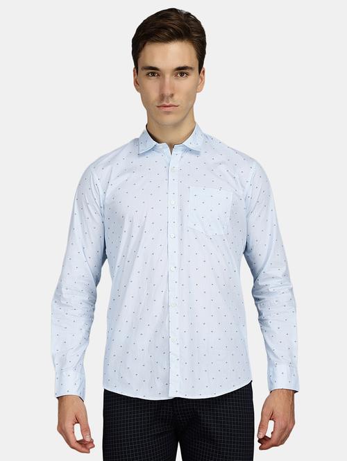 light blue printed cotton casual shirt - 20713370 - Very Small Image - 1