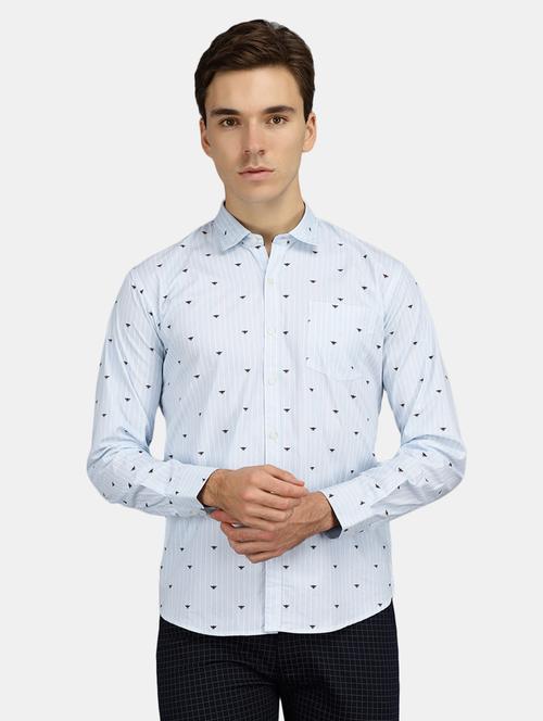 light blue printed cotton casual shirt - 20713371 - Very Small Image - 1