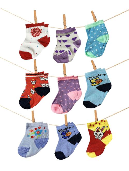 kids set of 9 printed ankle length socks - 20716686 - Very Small Image - 1