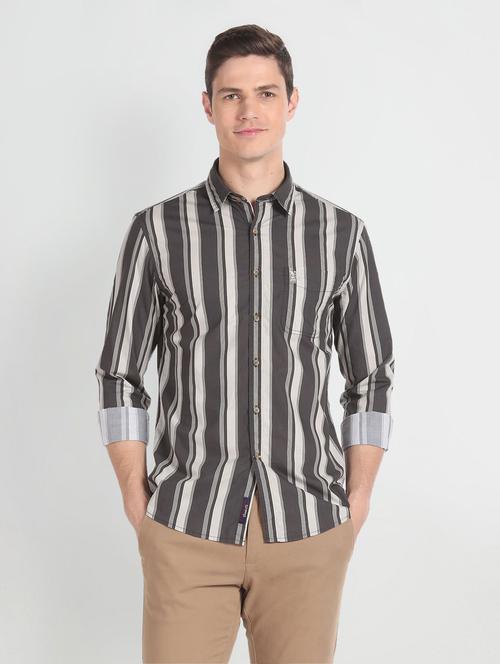 grey cotton blend casual shirt - 20720147 - Very Small Image - 1