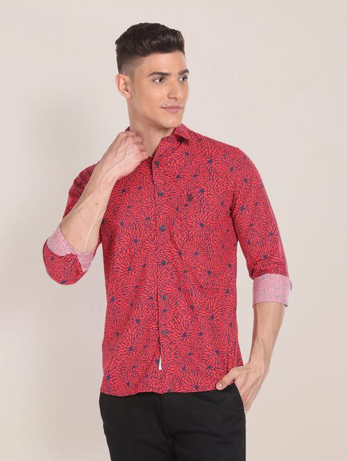 men red printed casual shirt - 20720322 - Very Small Image - 1