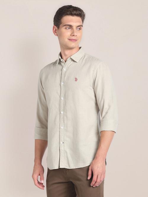 men solid long sleeve shirt - 20720346 - Very Small Image - 1
