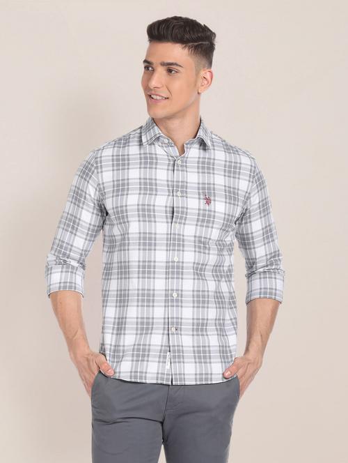 men checkered long sleeve casual shirt - 20720367 - Very Small Image - 1