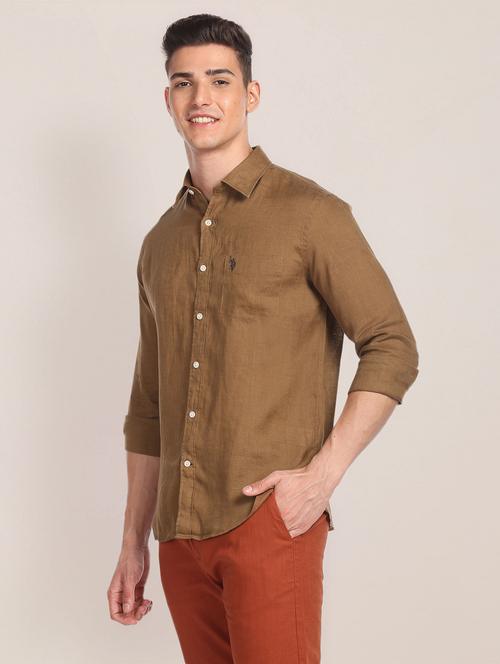 men solid collared casual shirt - 20720369 - Very Small Image - 1