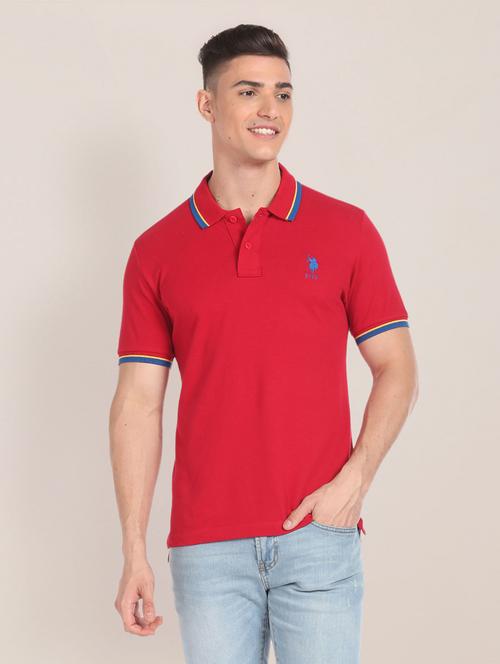 red cotton blend t-shirt - 20720523 - Very Small Image - 1