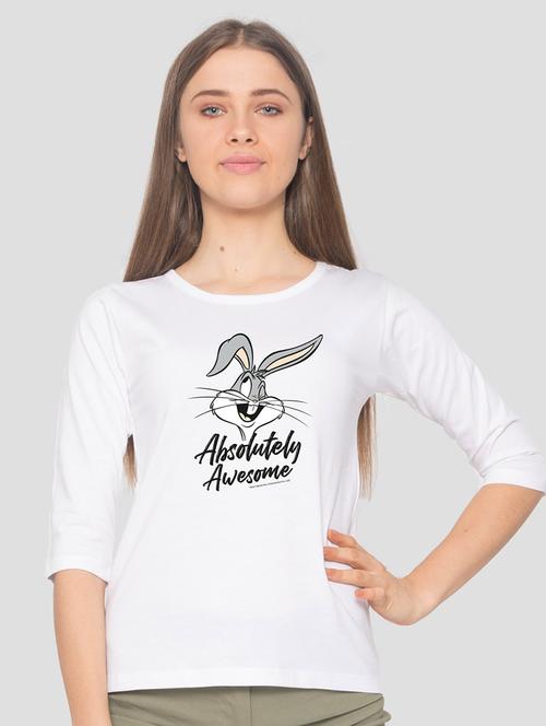 white front print round neck t-shirt - 20720810 - Very Small Image - 1