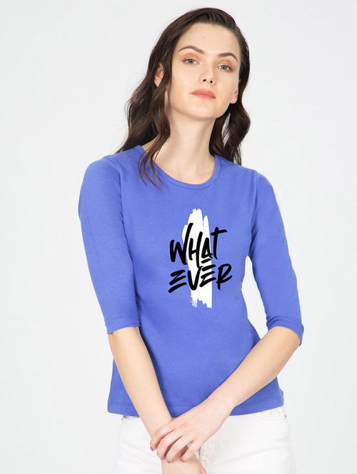 women blue cotton graphic t-shirt - 20720817 - Very Small Image - 1