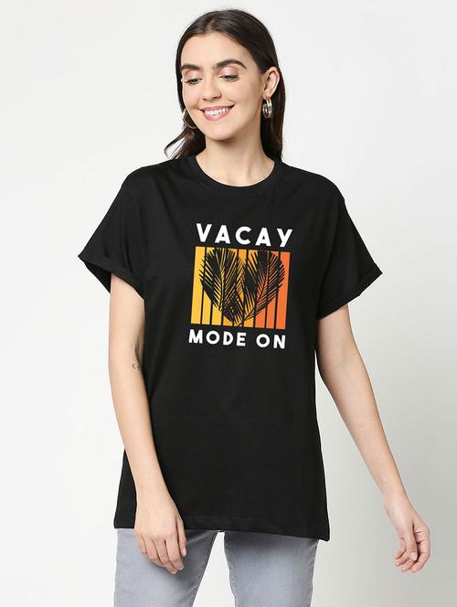 women black cotton graphic oversized t-shirt - 20720911 - Very Small Image - 1
