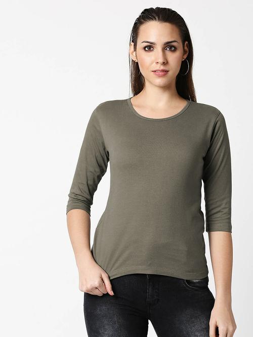 women solid round neck t-shirt - 20720932 - Very Small Image - 1