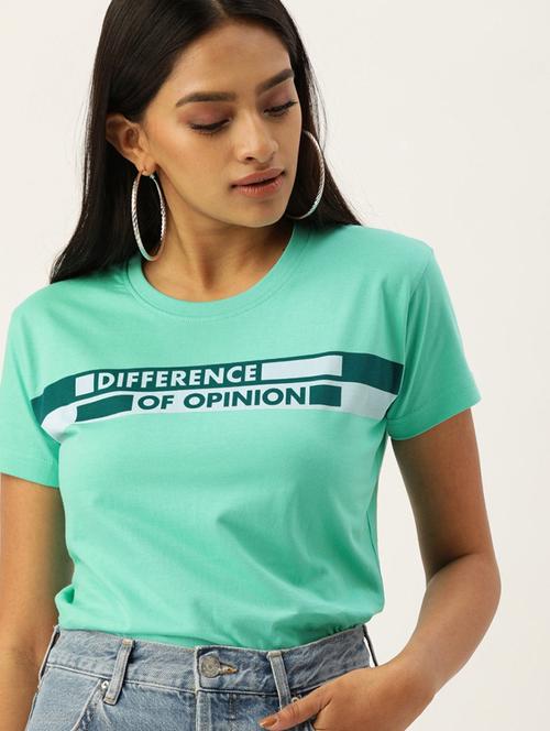 green chest print round neck t-shirt - 20721049 - Very Small Image - 1
