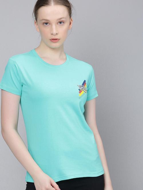 women light blue graphic round neck regular t-shirt - 20721076 - Very Small Image - 1