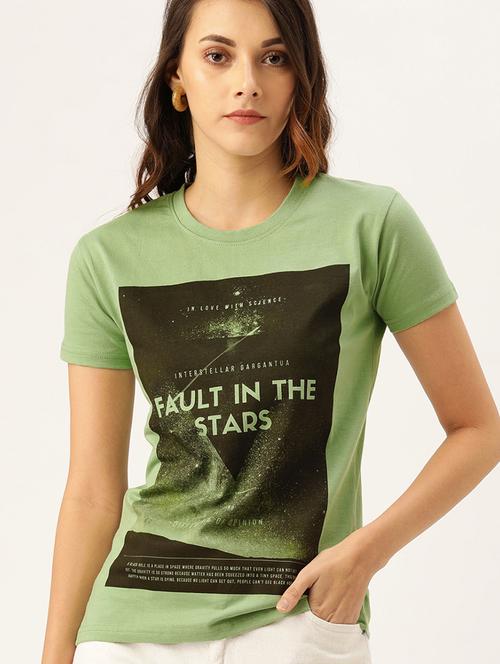 women round neck front print t-shirt - 20721127 - Very Small Image - 1