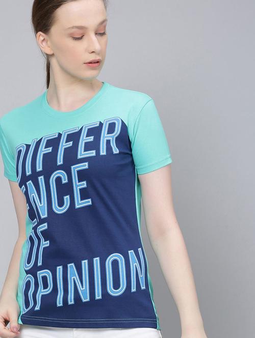 turquoise typographic round neck t-shirt - 20721166 - Very Small Image - 1